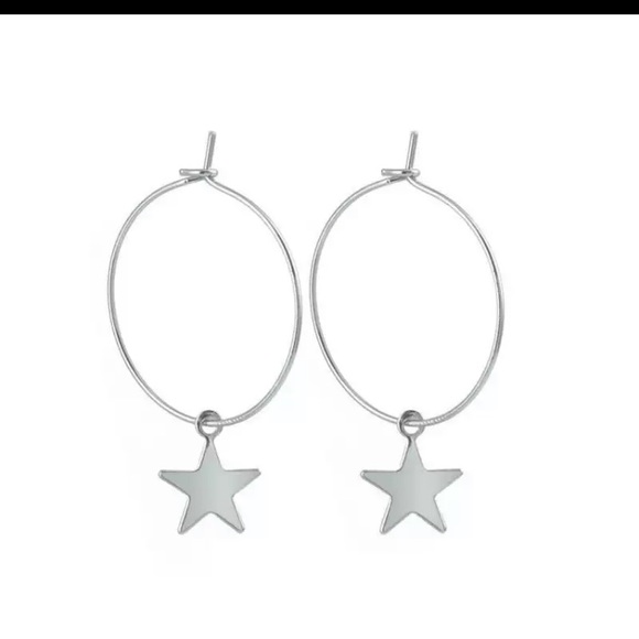 Star Hoop Earrings - Picture 3 of 3
